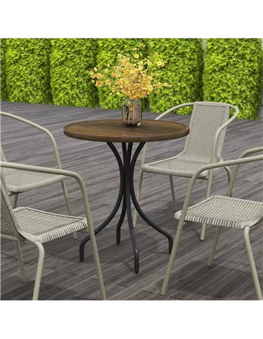 Outsunny Φ66cm Galvanised Steel Garden Table - Brown