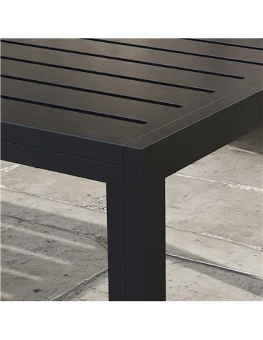 Outsunny Outdoor Side Table, Rectangular Patio Coffee Side Table with Steel Frame and Slat Tabletop for Garden, Balcony, Black