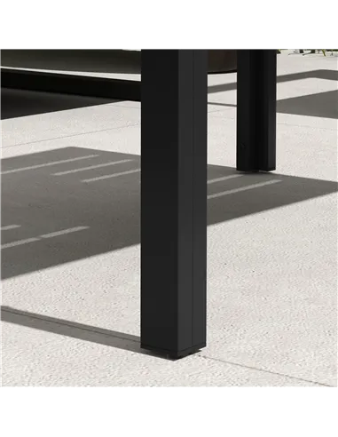 Outsunny Outdoor Side Table, Rectangular Patio Coffee Side Table with Steel Frame and Slat Tabletop for Garden, Balcony, Black