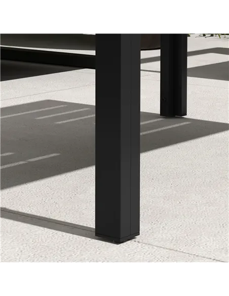 Outsunny Outdoor Side Table, Rectangular Patio Coffee Side Table with Steel Frame and Slat Tabletop for Garden, Balcony, Black