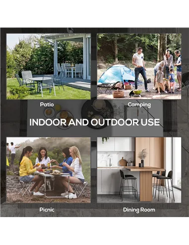 Outsunny Folding Garden Table, 180 x 75cm Rectangular HDPE Outdoor Picnic Table for 6, Metal Frame for Patio, Park, White