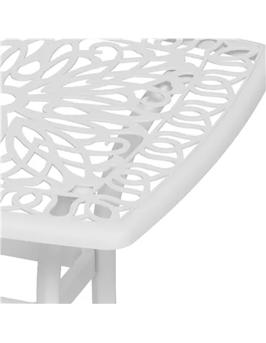 Outsunny Cast Aluminium Bistro Table, Outdoor Square Side Table with Umbrella Hole, Garden Table for Balcony, White