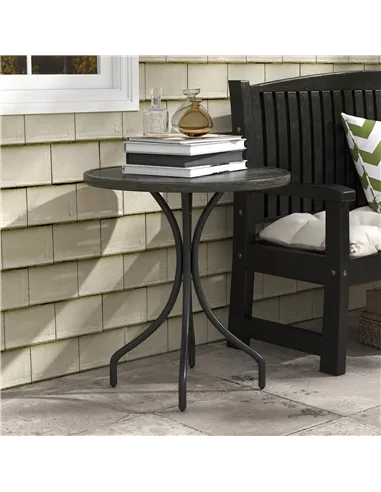 Outsunny Φ66cm Galvanised Steel Garden Table - Grey