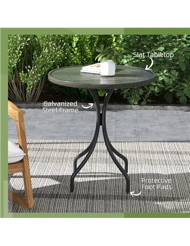 Outsunny Φ66cm Galvanised Steel Garden Table - Grey