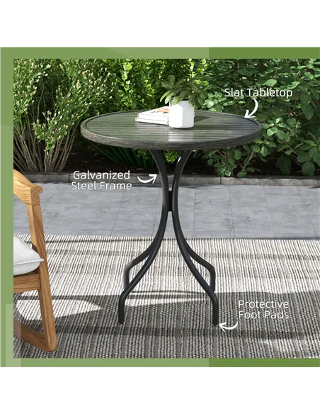 Outsunny Φ66cm Galvanised Steel Garden Table - Grey