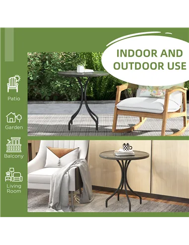 Outsunny Φ66cm Galvanised Steel Garden Table - Grey