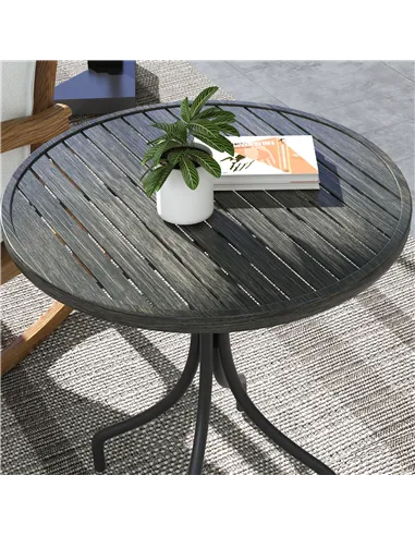 Outsunny Φ66cm Galvanised Steel Garden Table - Grey