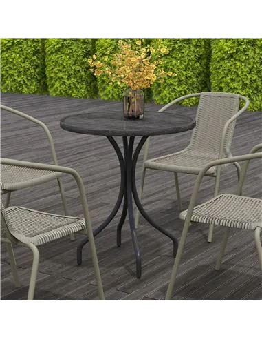 Outsunny Φ66cm Galvanised Steel Garden Table - Grey