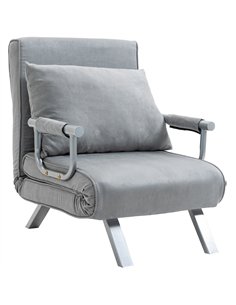 HOMCOM Suedette Adjustable Back Futon Sofa Chair - Grey