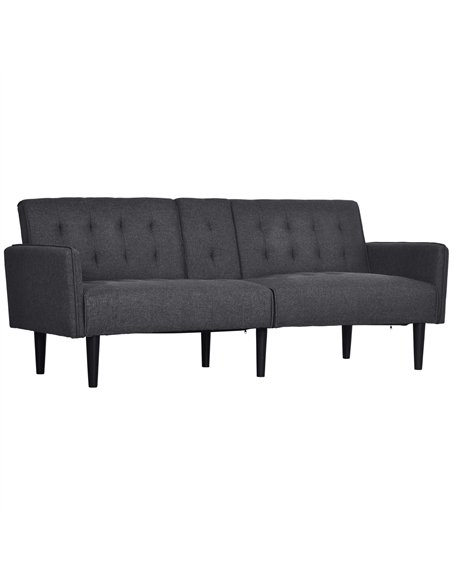 HOMCOM Three-Seater Sofa Bed, with Cupholders - Grey