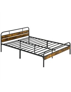 HOMCOM Industrial-Style King Bed Frame - Black/Brown
