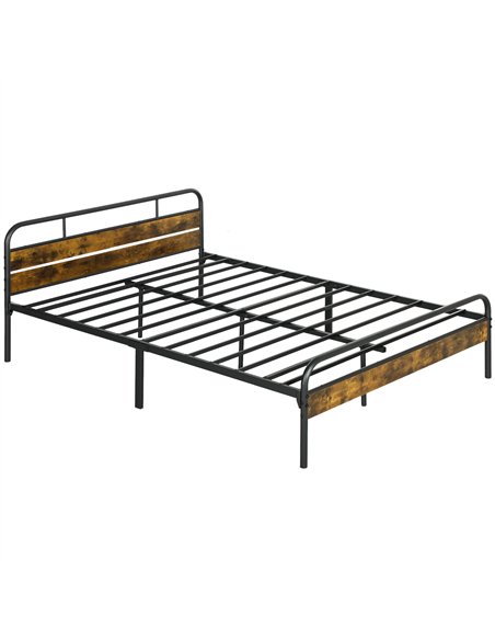 HOMCOM Industrial-Style King Bed Frame - Black/Brown