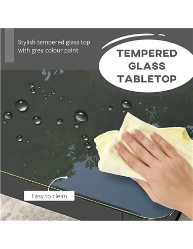 Outsunny 150cm x 88cm Aluminium Table, with Glass Tabletop - Grey