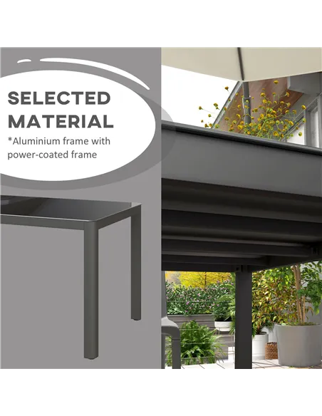 Outsunny 150cm x 88cm Aluminium Table, with Glass Tabletop - Grey