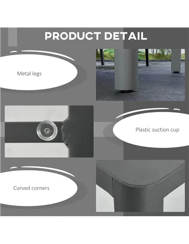 Outsunny 150cm x 88cm Aluminium Table, with Glass Tabletop - Grey