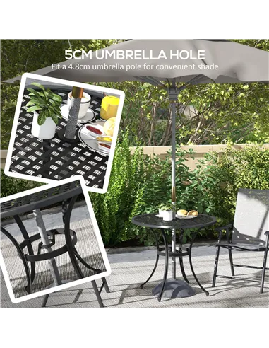 Outsunny Round Aluminium Table, with ⌀50mm Parasol Hole