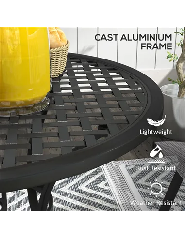 Outsunny Round Aluminium Table, with ⌀50mm Parasol Hole
