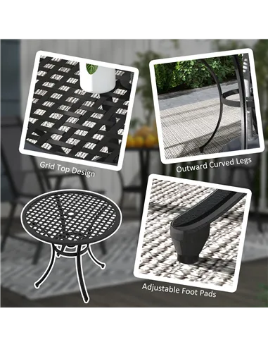 Outsunny Round Aluminium Table, with ⌀50mm Parasol Hole