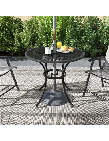 Outsunny Round Aluminium Table, with ⌀50mm Parasol Hole