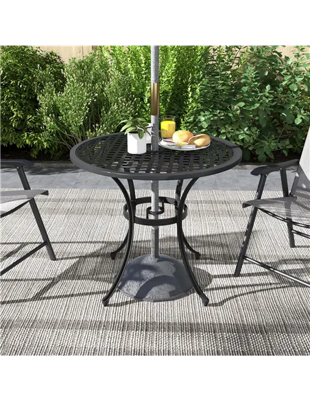 Outsunny Round Aluminium Table, with ⌀50mm Parasol Hole