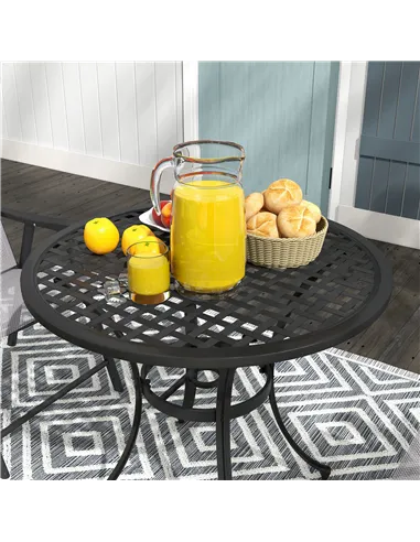 Outsunny Round Aluminium Table, with ⌀50mm Parasol Hole