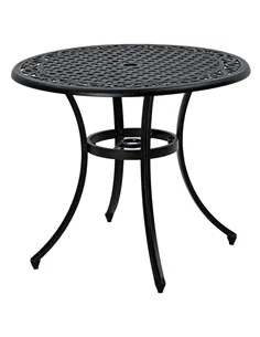 Outsunny Φ90cm Four-Seated Round Aluminium Garden Table, with Parasol Hole