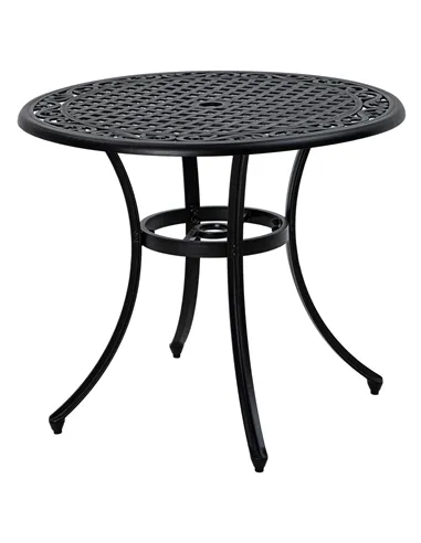 Outsunny Φ90cm Four-Seated Round Aluminium Garden Table, with Parasol Hole
