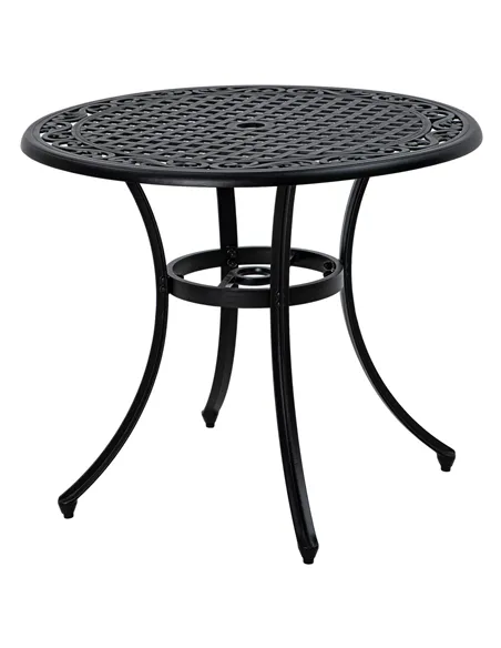 Outsunny Φ90cm Four-Seated Round Aluminium Garden Table, with Parasol Hole