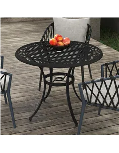 Outsunny Φ90cm Four-Seated Round Aluminium Garden Table, with Parasol Hole 2
