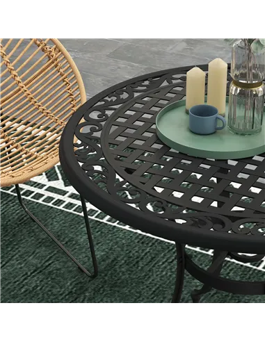 Outsunny Φ90cm Four-Seated Round Aluminium Garden Table, with Parasol Hole