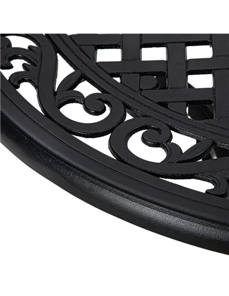 Outsunny Φ90cm Four-Seated Round Aluminium Garden Table, with Parasol Hole