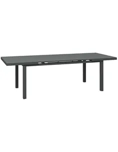 Outsunny Aluminium Garden Table for 6-8, 246 cm Extending Outdoor Dining Table Rectangle for Patio, Balcony - Charcoal Grey