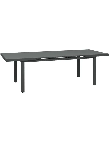 Outsunny Aluminium Garden Table for 6-8, 246 cm Extending Outdoor Dining Table Rectangle for Patio, Balcony - Charcoal Grey