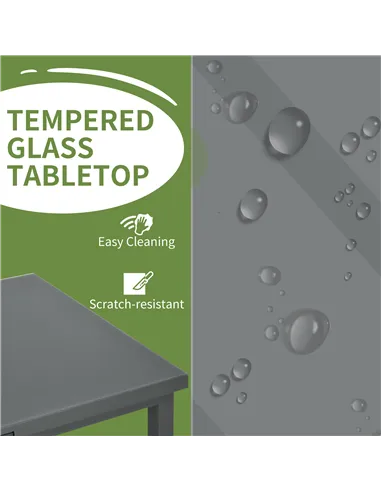 Outsunny Aluminium Garden Table for 6-8, 246 cm Extending Outdoor Dining Table Rectangle for Patio, Balcony - Charcoal Grey