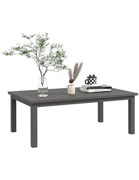 Outsunny 100cm x 60cm Aluminium Outdoor Coffee Table - Brown
