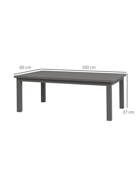 Outsunny 100cm x 60cm Aluminium Outdoor Coffee Table - Brown