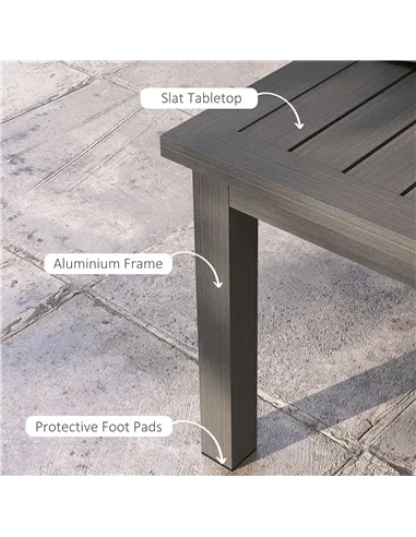 Outsunny 100cm x 60cm Aluminium Outdoor Coffee Table - Brown