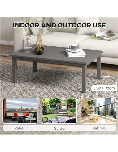 Outsunny 100cm x 60cm Aluminium Outdoor Coffee Table - Brown