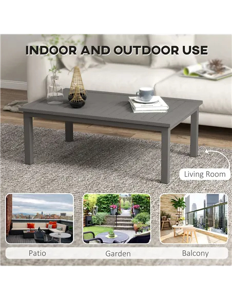 Outsunny 100cm x 60cm Aluminium Outdoor Coffee Table - Brown