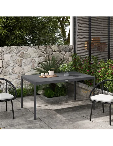 Outsunny Six-Seater Outdoor Table with Slatted Aluminium Top and Steel Legs