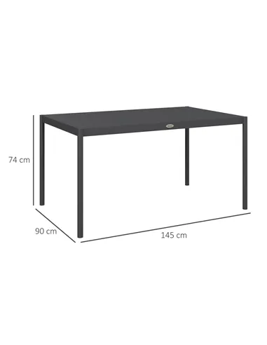 Outsunny Six-Seater Outdoor Table with Slatted Aluminium Top and Steel Legs