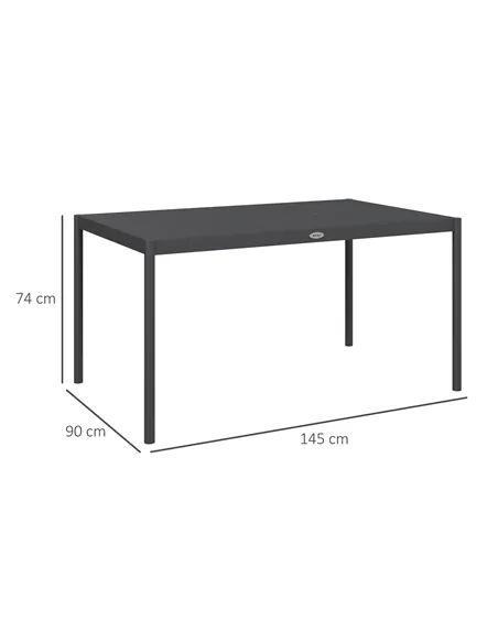Outsunny Six-Seater Outdoor Table with Slatted Aluminium Top and Steel Legs