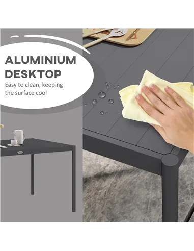 Outsunny Six-Seater Outdoor Table with Slatted Aluminium Top and Steel Legs