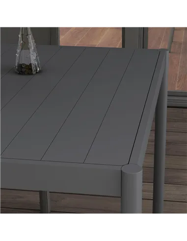 Outsunny Six-Seater Outdoor Table with Slatted Aluminium Top and Steel Legs