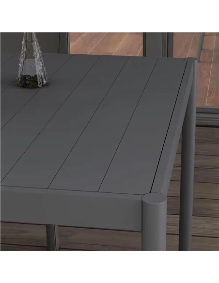 Outsunny Six-Seater Outdoor Table with Slatted Aluminium Top and Steel Legs