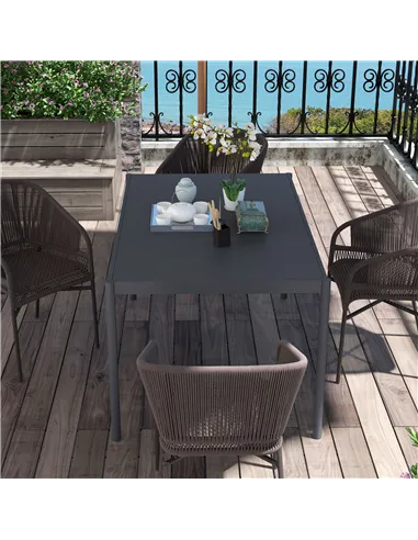 Outsunny Six-Seater Outdoor Table with Slatted Aluminium Top and Steel Legs