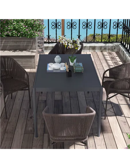 Outsunny Six-Seater Outdoor Table with Slatted Aluminium Top and Steel Legs