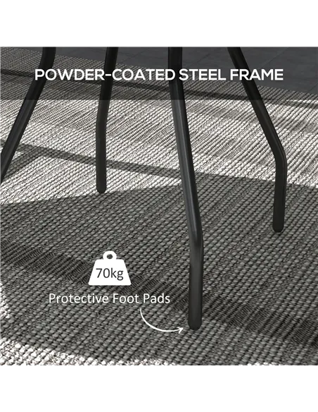 Outsunny Φ60 Garden Table, with Glass Printed Tabletop - Multicolour