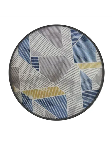 Outsunny Φ60 Garden Table, with Glass Printed Tabletop - Multicolour