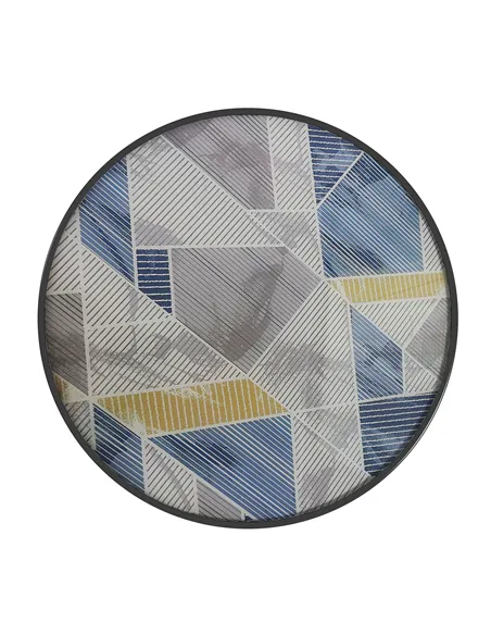 Outsunny Φ60 Garden Table, with Glass Printed Tabletop - Multicolour
